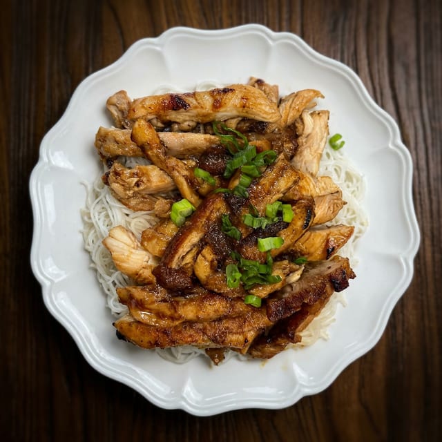 Chicken Lemongrass Grilled with Rice Noodles.