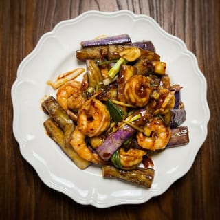 Shrimp & Eggplant in Garlic Sauce