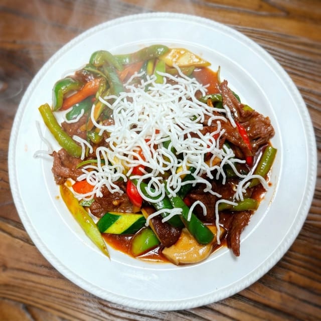 Beef with Crispy Noodles.