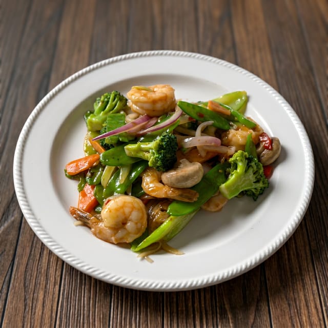 Shrimp with Basil Sauce.