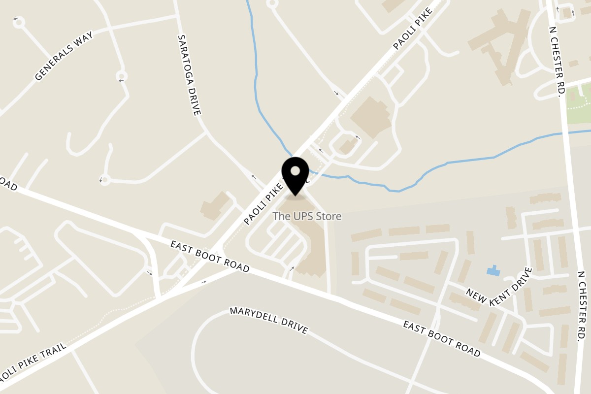 Map showing the location of Oriental Pearl on 1550 Paoli Pike in West Chester